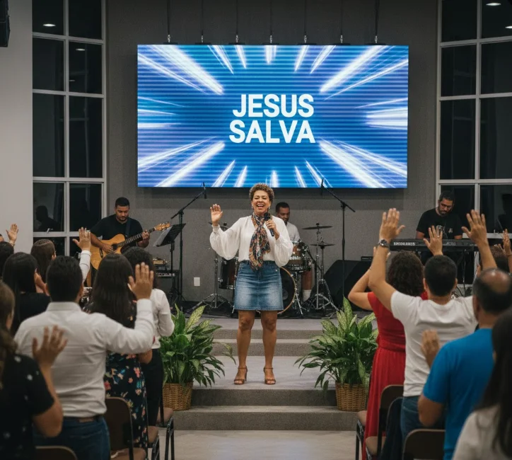 Pastora gera polêmica ao pregar de saia curta em culto em Minas