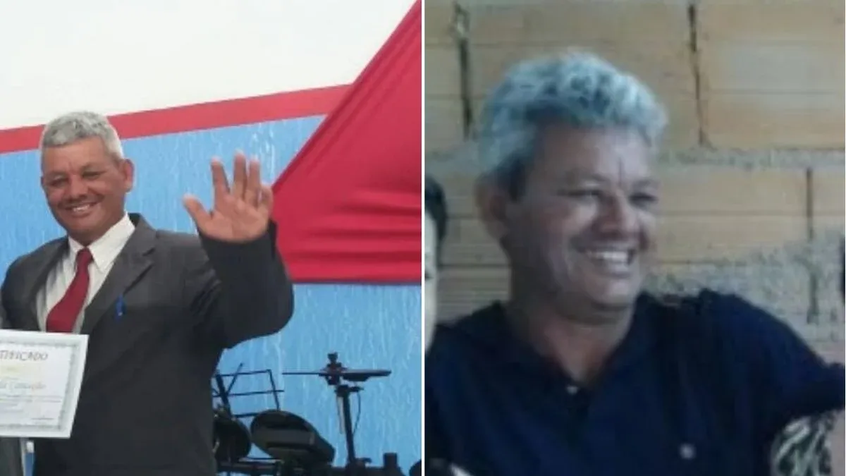 Homem algemado é conduzido por policiais em frente a igreja evangélica em Paço do Lumiar, Maranhão.